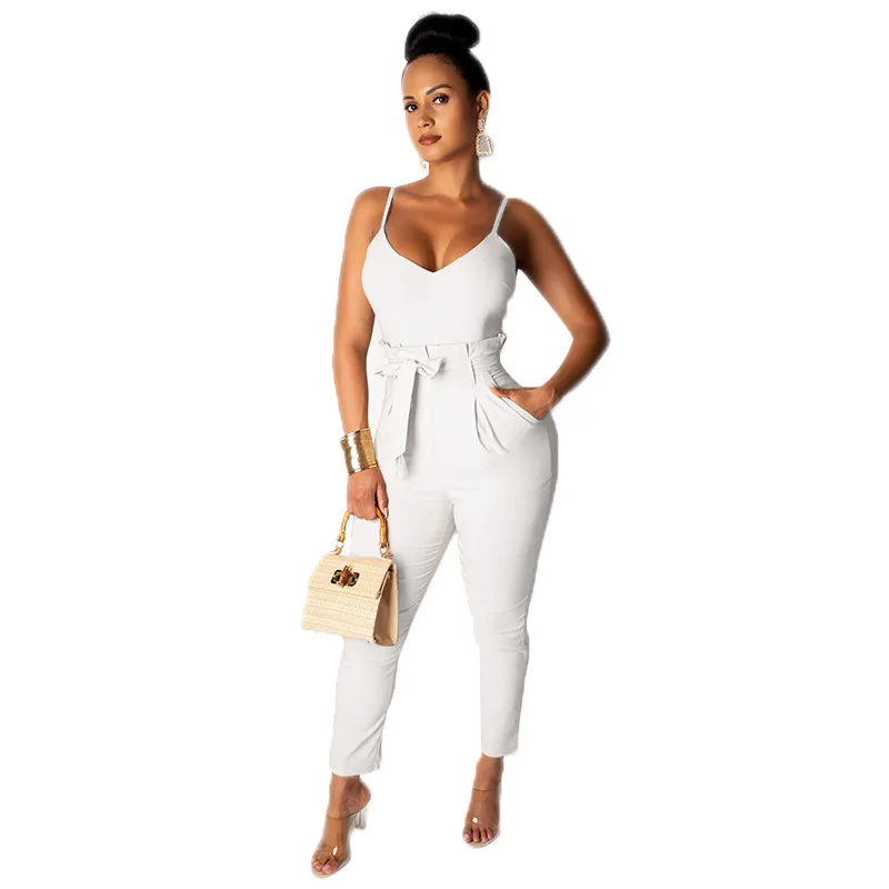 

2019 Summer Popular Strap European and American Sexy Multi-Color plus Size Women's Solid Color Jumpsuit