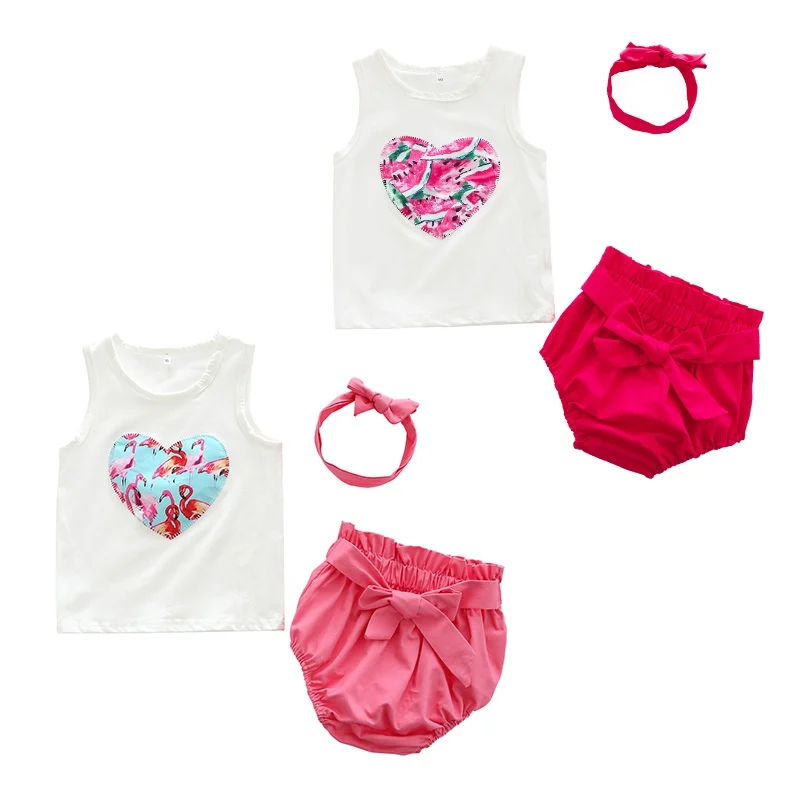 Детская летняя одежда для девочек комплект летнее платье без рукавов с принтом