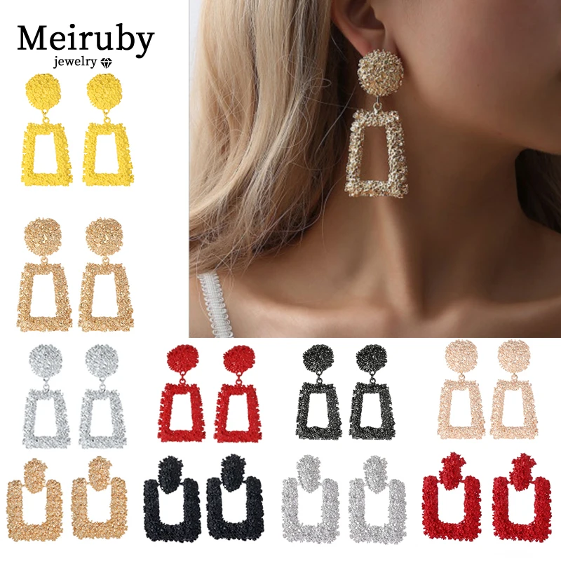 Meiruby новые большие сережки 2019 золотого цвета геометрические Винтажные серьги для