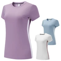 yoga women tee quick dry training mesh patchwork shirts fitness workout running top compression sports feminine short sleeves
