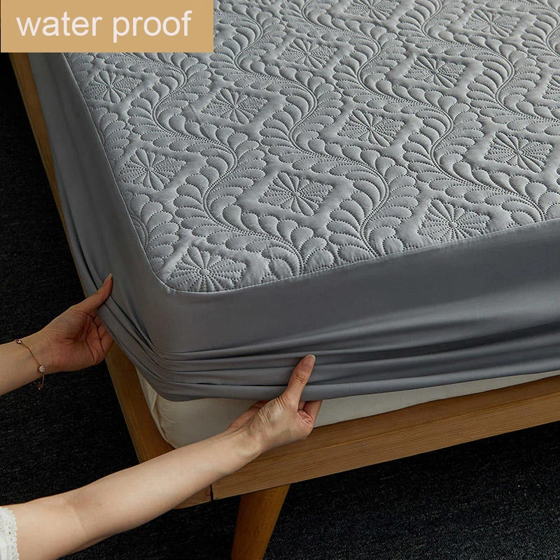 Водонепроницаемая простыня однотонная плотно прилегающая чехол на матрас с