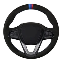 car steering wheel cover diy black hand stitched suede for bmw g20 g21 g30 g31 g32 x3 g01 x4 g02 x5 g05 x7 g07 z4 g29