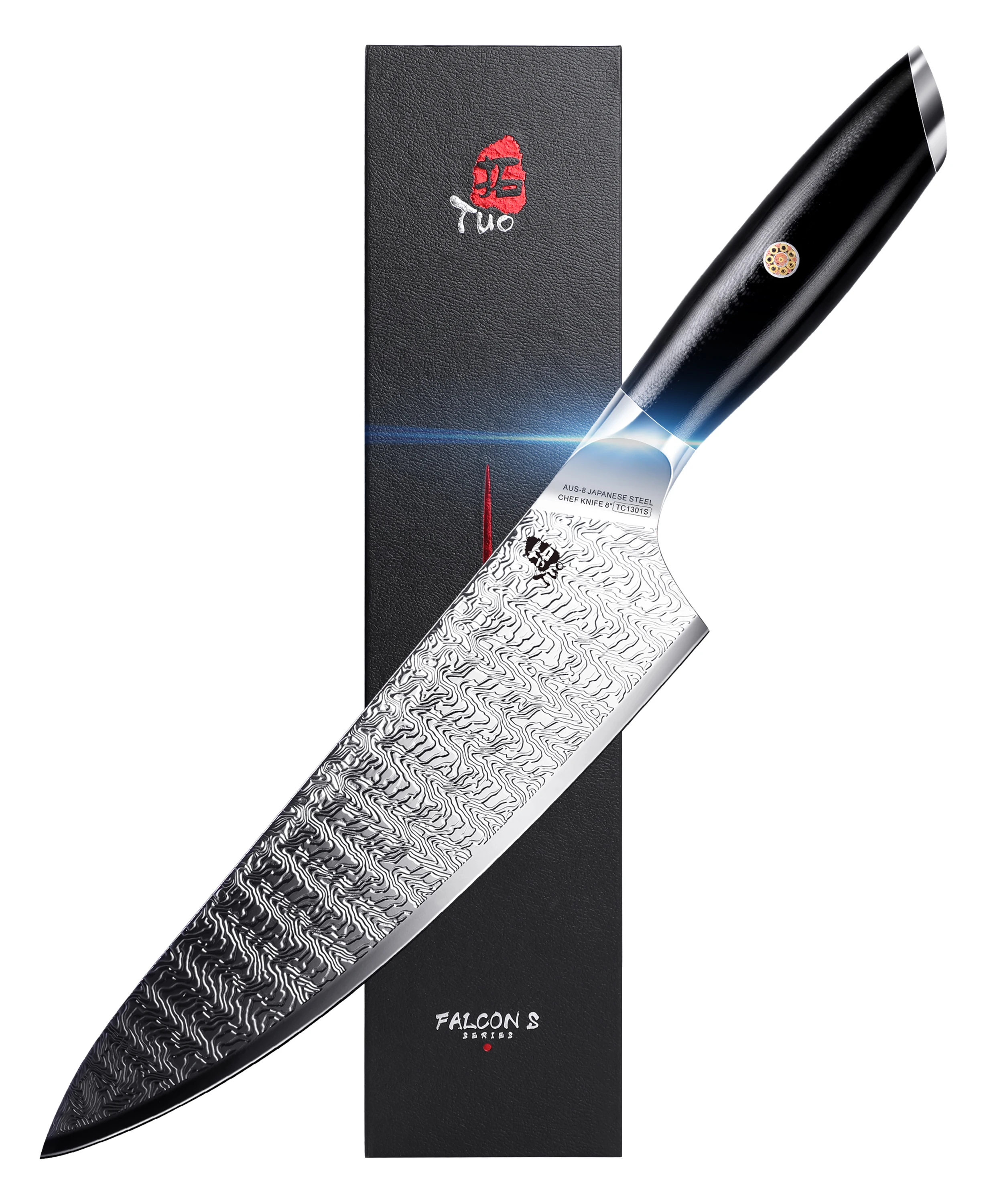 

TUO Chef Knife 8 inch - Kitchen Chef Cooking Knife Japanese Gyuto Knife - AUS-8 Japanese Steel with G10 Handle - FALCON S SERIES