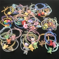 cheap cartoon flower scrunchies girls kids elastic hair rubber bands accessories for children women tie hair ring rope headdress