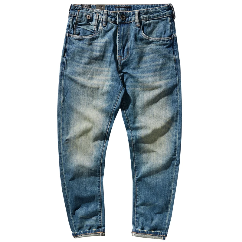 Cargo Jeans Men 's American Worn Looking Washed-out Pants Machete 3D Cutting Denim Trousers