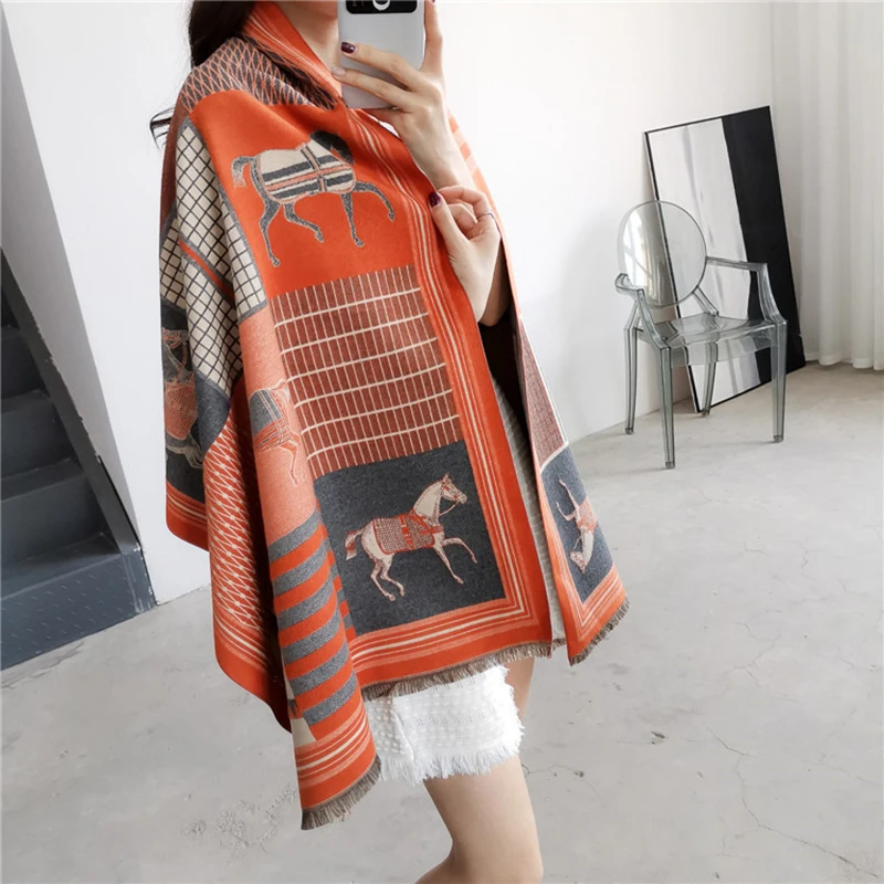 

2021 Brand Winter Warm Scarf for Women Printing Shawls Wraps