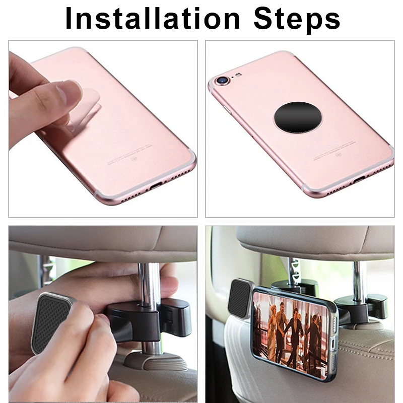 

XMXCZKJ Magnetic Car Phone Holder for iPhone X XS Max 7 Back Seat Hook Phone Stand for Xiaomi Headrest Holder for Phone in Car
