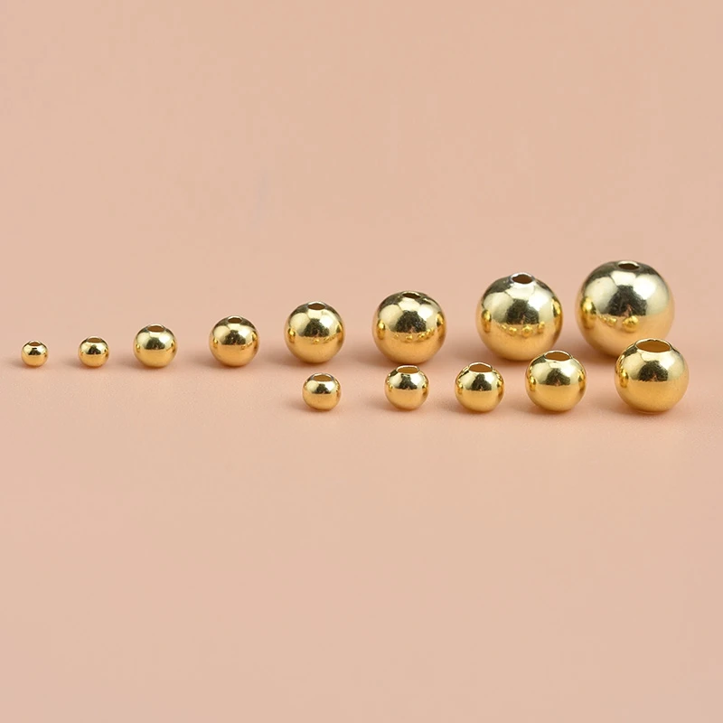 

20PCS925 sterling silver gold plated beads loose beads handmade diy made bracelet ring necklace semi-finished round beads