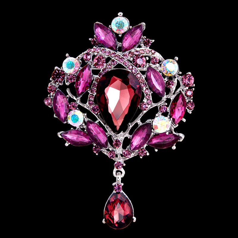 

Hot Fashion Jewelry High Quality Vintage Gold Brooch Pins Austria Crystals Imitation Flower Brooch Wedding Paty Accessories