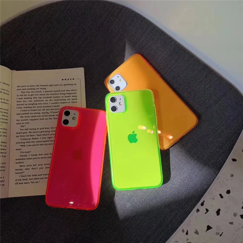 Флуоресцентный желтый розовый чехол для телефона Ins iphone 7 8 plus 11 Pro X XS MAX XR Роскошный