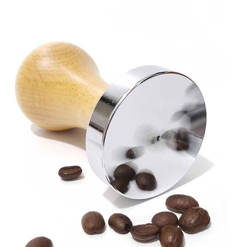 

51mm 58mm Wooden Coffee Tamper Barista Espresso Base Coffee Bean Press Stainless Steel Flat Base Professional Coffee Bean Press