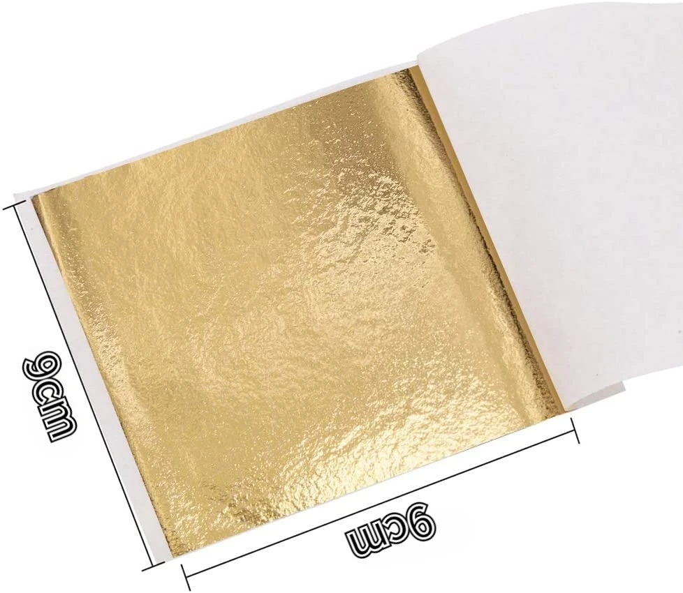 

Aomily 9x9cm 100 Sheets Practical K Pure Shiny Gold Leaf for Gilding Funiture Lines Wall Crafts Handicrafts Gilding Decoration