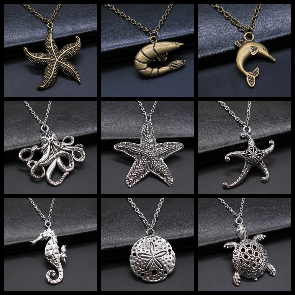 Кулон в виде морских животных летняя бижутерия ожерелье морская звезда дельфин