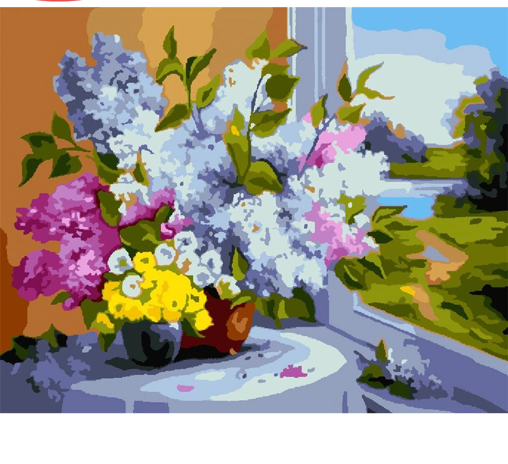 

CraftArtGo Painting By Numbers Flower painting On Canvas HandPainted Gift Picture By Number Waterfall Kits Home Decoration