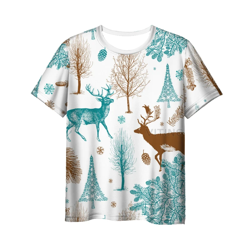

New Fashion Hunting 3D Print Deer Men's Women's T-shirt Casual Style Design Short Sleeves Summer Handsome Tee V12