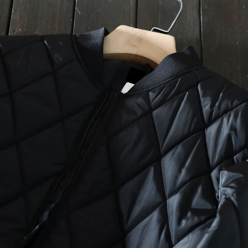 Winter Autumn Baseball Uniform Cotton Jacket Black Stand Collar Zipper Autumn Winter Solid Warm Coat Fashion Casual Streetwear