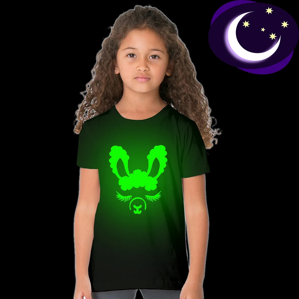 Детская светящаяся в темноте рубашка на лето унисекс Милая футболка с лицом