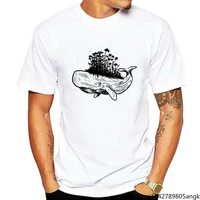 whale forest illustration custom print men t shirt unisex summer trend soft round neck classic casual
