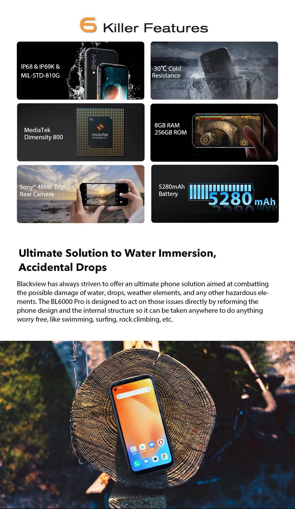 Blackview BL6000 Pro 5G телефон IP68 Водонепроницаемый смартфон 6 36 ''Экран Android 10 Octa Core 8 Гб
