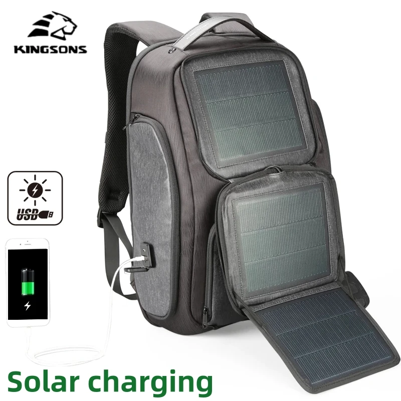 

Kingsons New Upgraded Solar Backpack Fast USB Charging Knapsack 15.6 inches Laptop Men Backpacks Male Travel Bag Cool Mochila