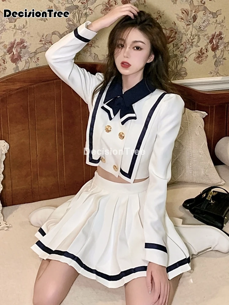 2022 девушка синего и белого цвета с матросским воротником платья школьная форма