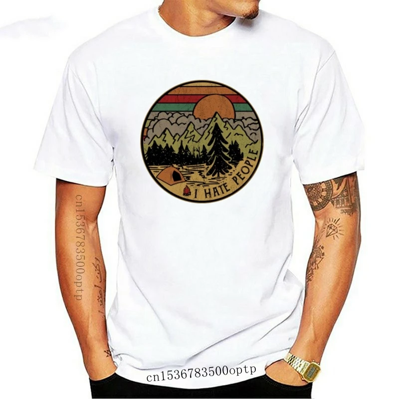 

Camping I Hate People I Love Camping Vintage T Shirt Black Cotton Men Cartoon t shirt men Unisex New Fashion tshirt Loose