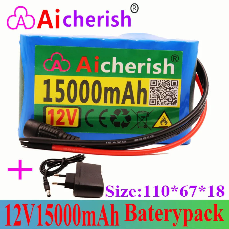 

18650 Lithium Ion Rechargeable Battery 3S2P 12V 15Ah Li-ion With Bms Battery Pack Protection Board+Charger + Diy Silicagel Kabel