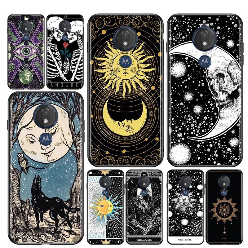

Witches moon Tarot For Motorola G9 G8 G E7 E6 One Play Marco Hyper Fusion Stylus Power Edge Plus Black Phone Case