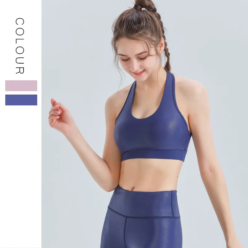 

Autumn and winter new Lulu gilded yoga clothes shockproof shaping gathering beautiful back running fitness bra Yoga vest