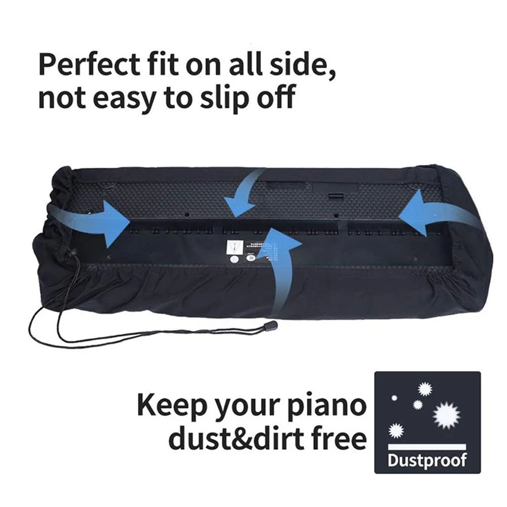 

61/88 Keys Piano Keyboard Covers Piano Keyboards Stretchable Dust Proof Folding Waterproof Covers With Drawstring Locking Clasps
