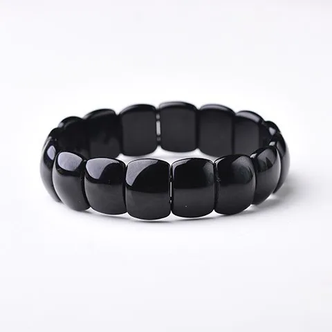 Браслет из черного обсидиана с турмалином и камнем кристаллами|Массажные