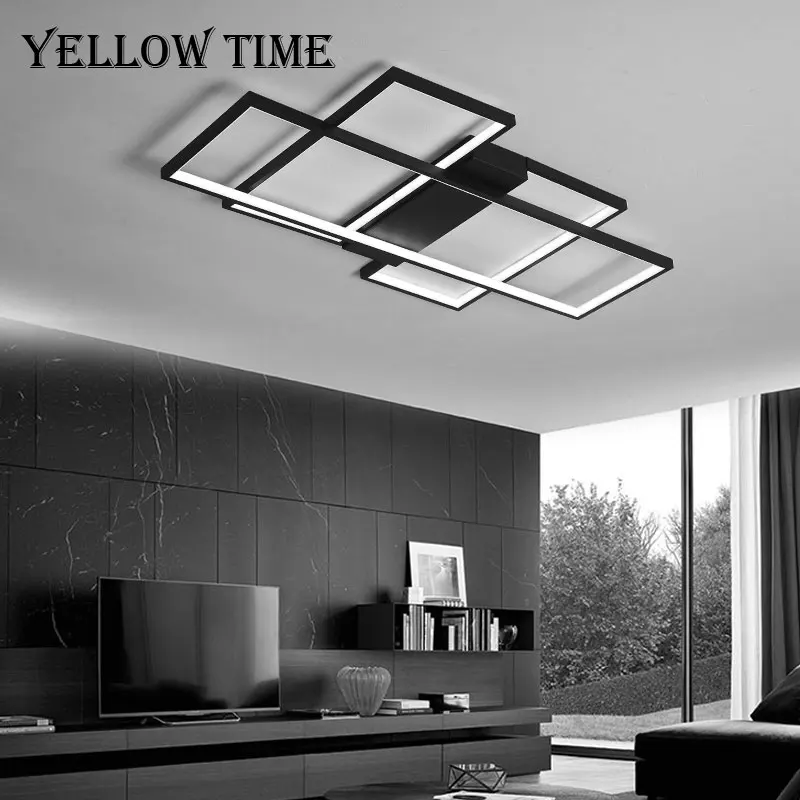 Plafonnier Led au design moderne, disponible en noir et en blanc, luminaire décoratif de plafond, idéal pour un salon, une salle à manger ou une cuisine