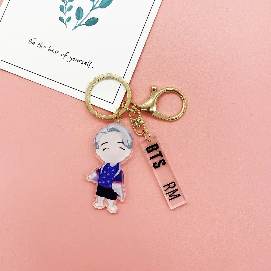 

2021 New Bangtan Boys Cartoon Acrylic Keychain Jimin Suga V Jin Rm J-Hope Jk Bts-260 Kpop Key Chain