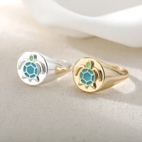 2021 new stainless steel punk metal rings for women color cute tortoise pendant finger ring jewelry accessory girl gift