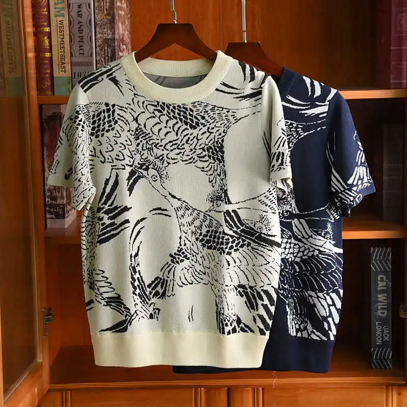 

2021 summer Spring Women's brand nw high quality Knit T-shirt France style vintage elegant Tee tops B994