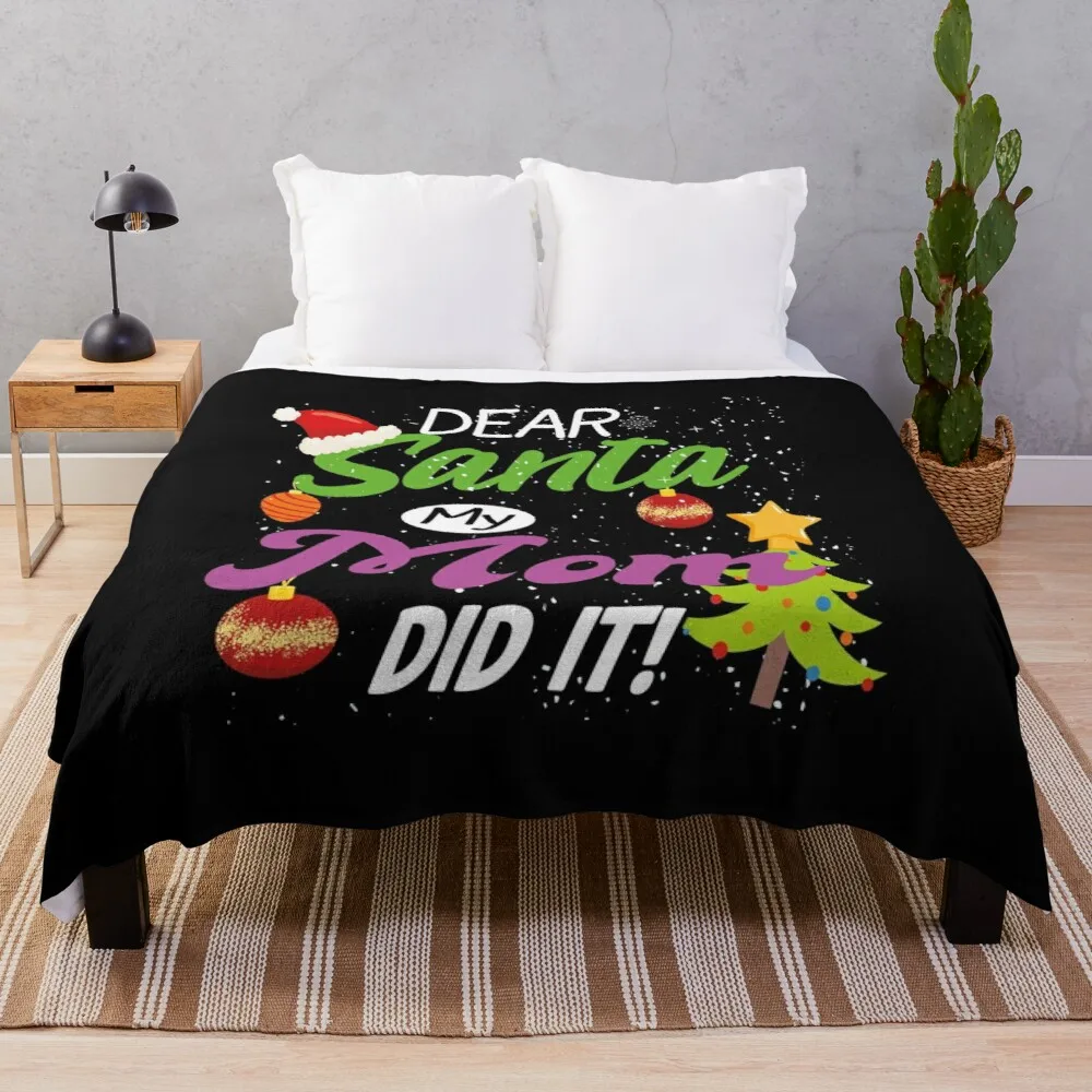 

Dear Santa My Mom Did It Funny Christmas Gift Idea Fleece Blankets Throws on Bed/Crib/Couch Adult Baby Girls Boys Kids Gift