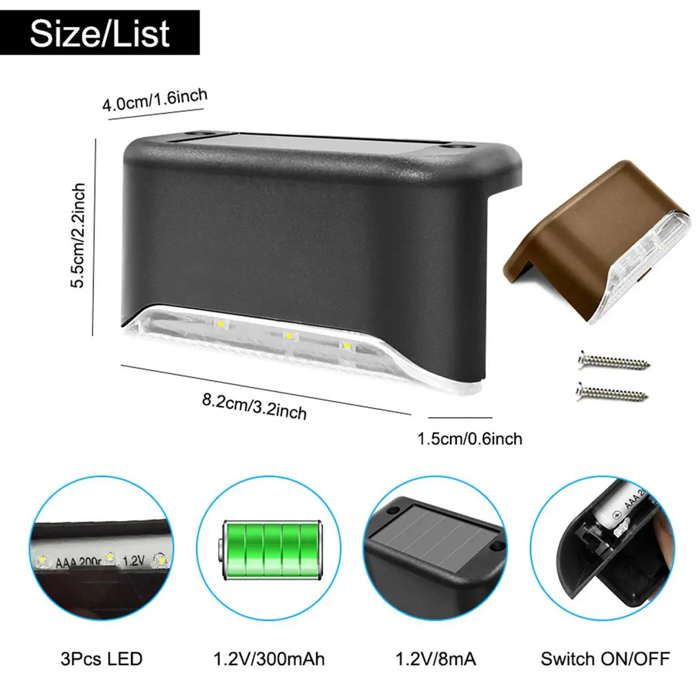 

Outdoor Solar Lights Lighting for Deck Post Fence Steps or Stairs LED Light Waterproof Wireless Solar Lamp