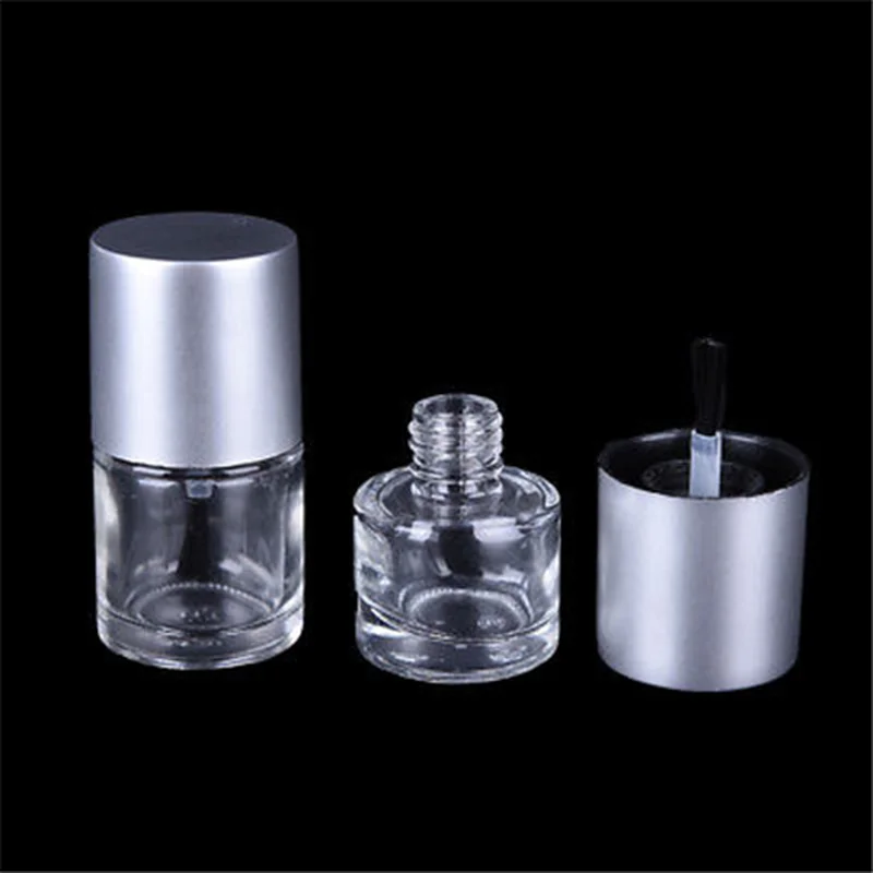 

10pcs 5ml/8ml/10ml/15ml Empty Clear Glass Nail Polish Bottle With Lid Brush Adhesion Promoter Adhesive Containers Nail art Vials