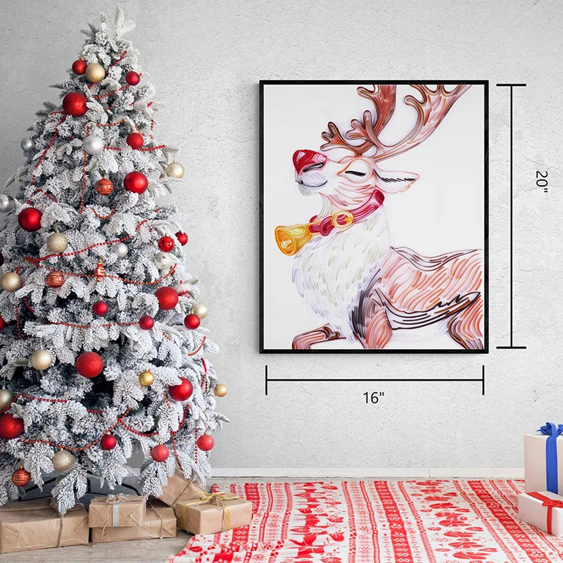 

Quilling Paper Painting Kit Elk Art Decal DIY Wall Stickers for Kids Bedroom Kindergarten Home Decor 20 inch JDH88