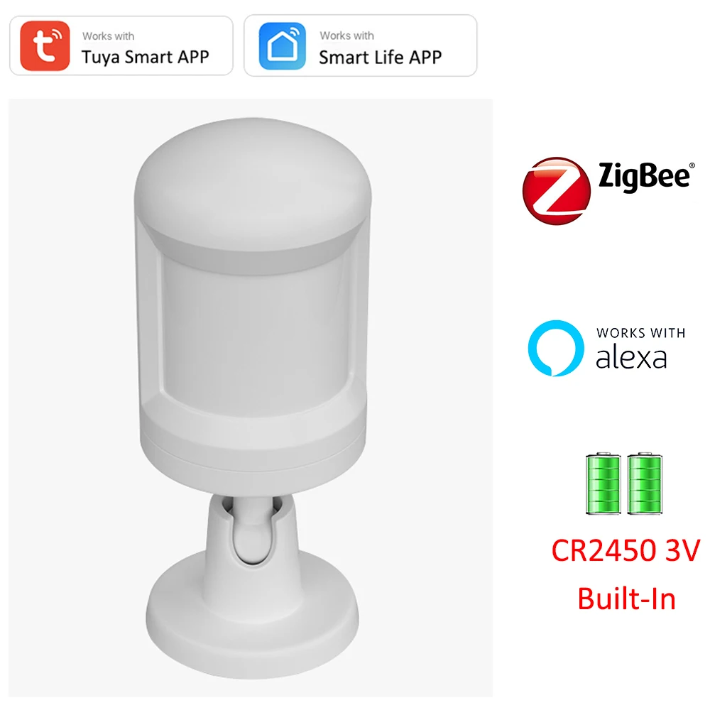 Смарт-датчик движения Tuya ZigBee с аккумулятором и датчиком дальность 7 м угол