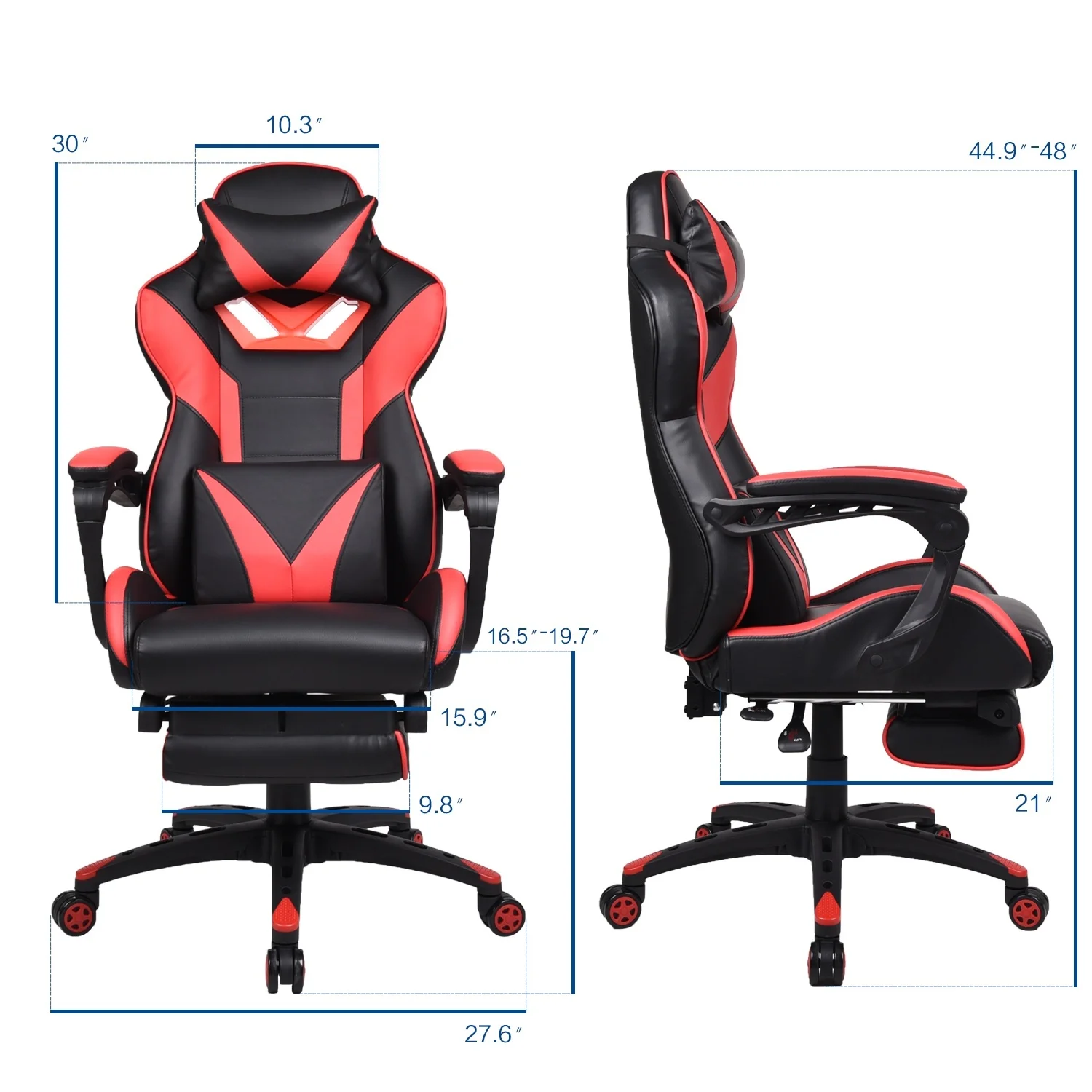 Ergonomic Computer Gaming Chair Recliner Adjustable High Back Massage Lumbar Red |