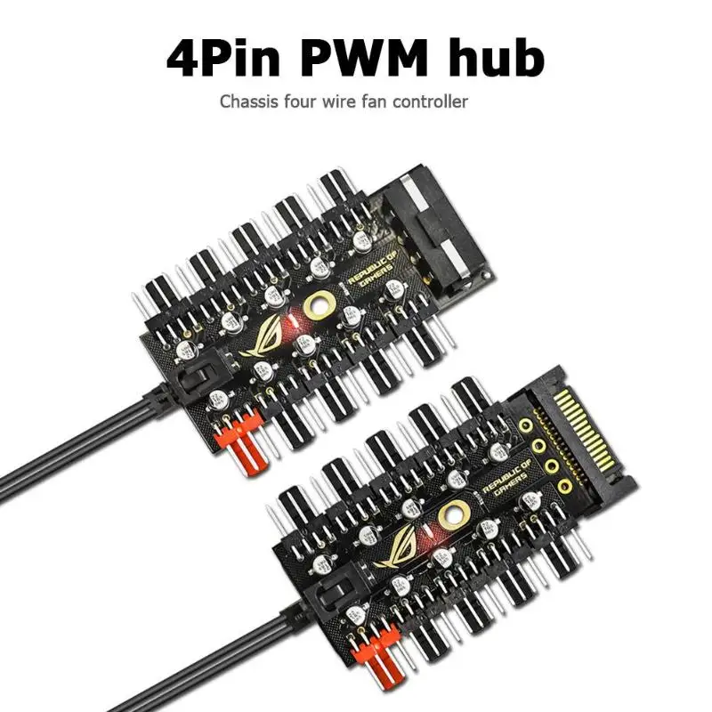 Motherboard 1 to 10 4 Pin PWM Cooler Fan HUB Splitter Extension 12V Power Supply Socket PC Speed Controller Adapter | Компьютеры и