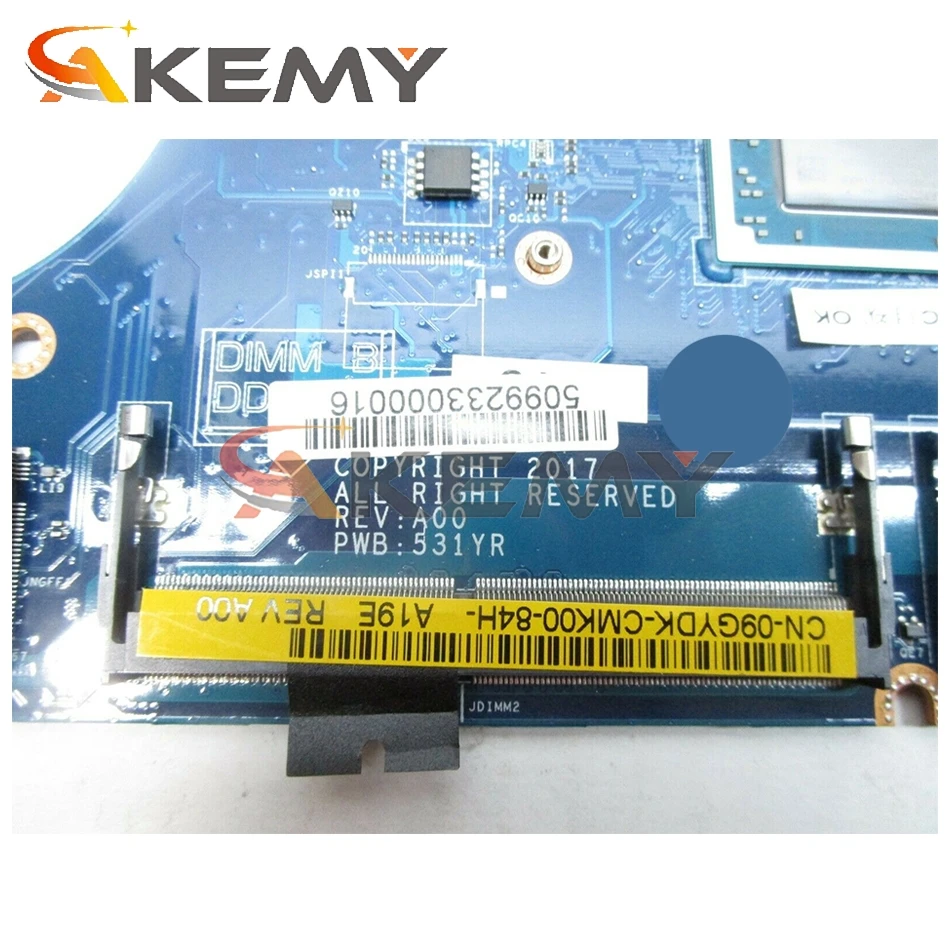 

Akemy BRAND NEW For Dell Latitude 5495 Laptop Motherboard DDM90 LA-F381P 531YR R7-2700U CN-04GWRT 4GWRT Mainboard 100% TESTED