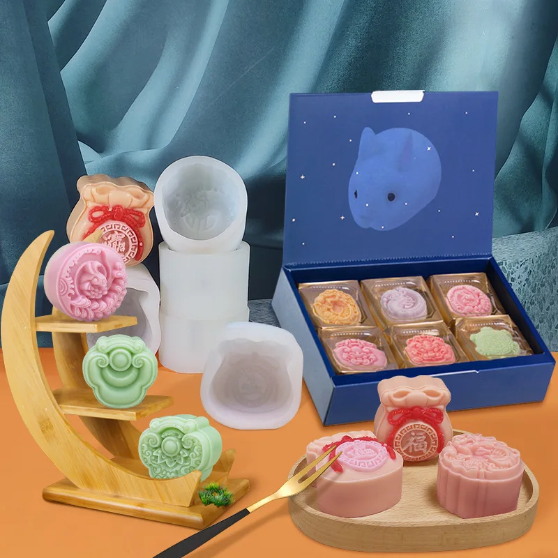 

New Chinese Style Snowy Mooncake Silicone Mold DIY Creative Mung Bean Pastry Dessert Baking Mold Handmade Soap Mold