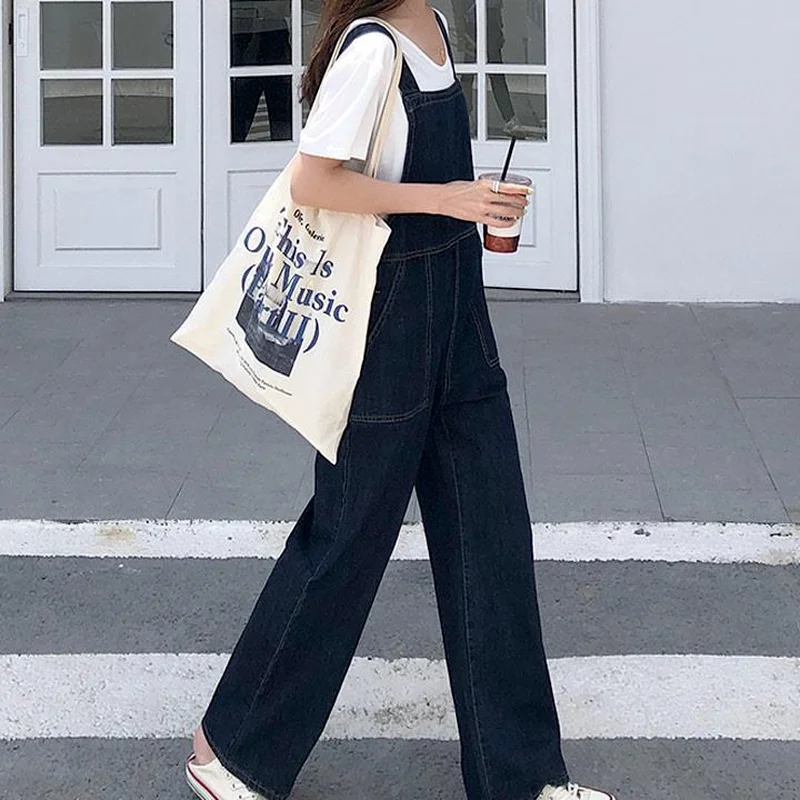 Комбинезон женский однотонный свободного покроя джинсовая простая