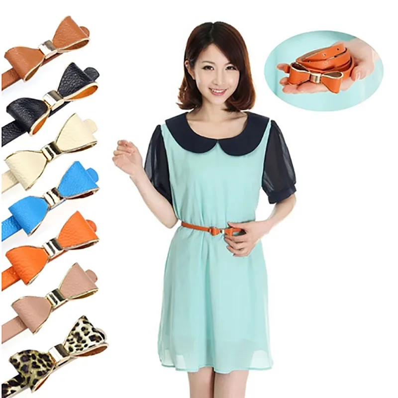 

1PC Brief Waist Belt Narrow Stretch Dress Belt Thin Buckle Leather Waistband
