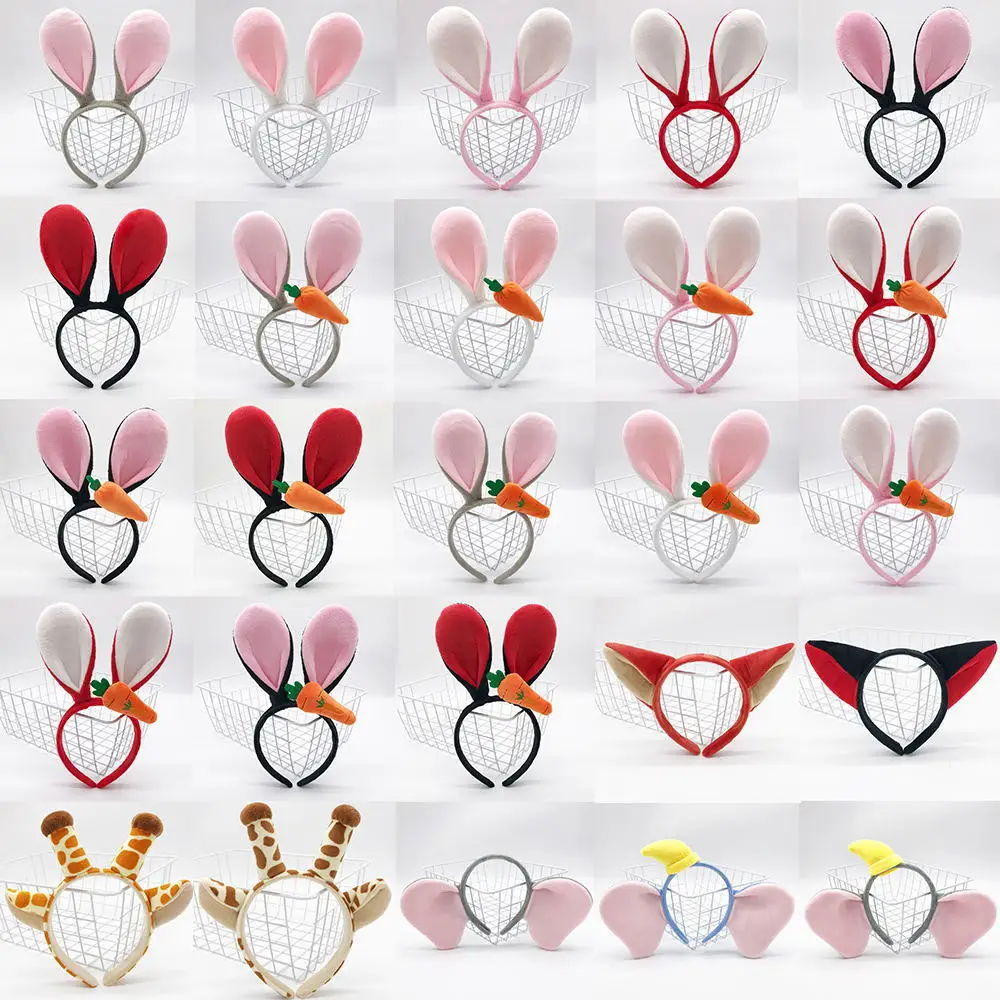 

1 Pcs Pink Rabbit Ears Headwear Cute Cotton Women Bunny Headband Girls Kids Hair Band Hair Accessories For The Party And Cosplay