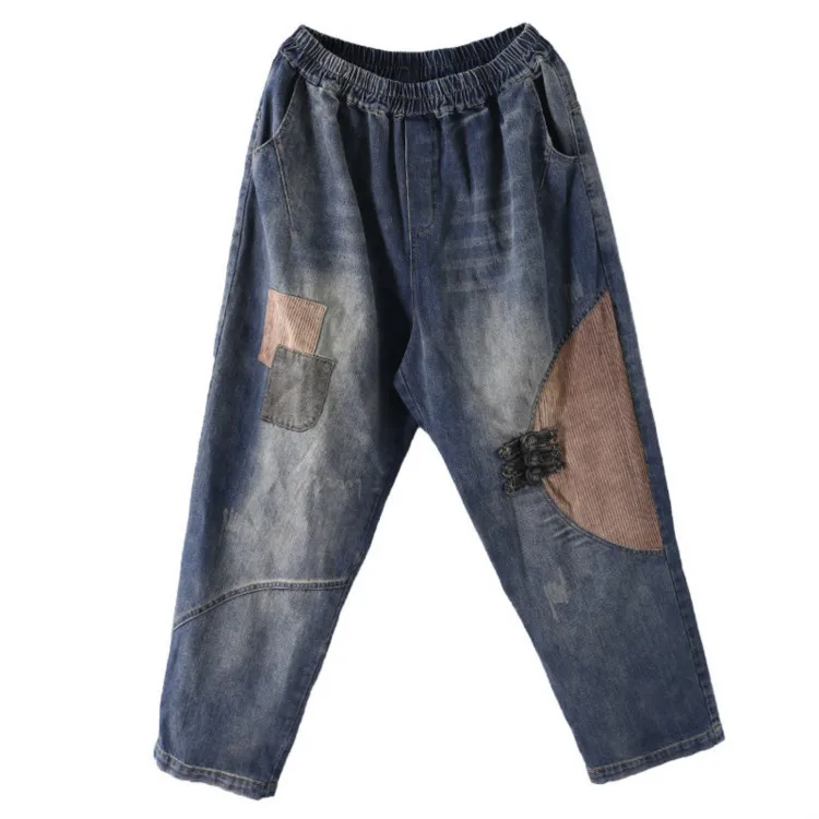 Max LuLu/ корейские модные осенние джинсовые брюки женские штаны-шаровары женские полосатые джинсы в стиле пэчворк Повседневная Уличная Одежда большого размера