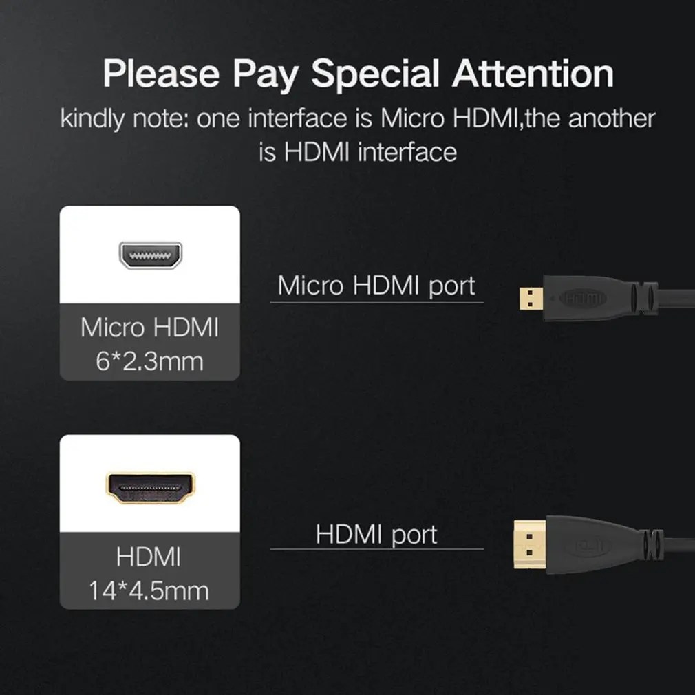 1 м 1080P Micro HDMI к HDMI Кабель-адаптер Шнур для телефона камера для планшета ТВ