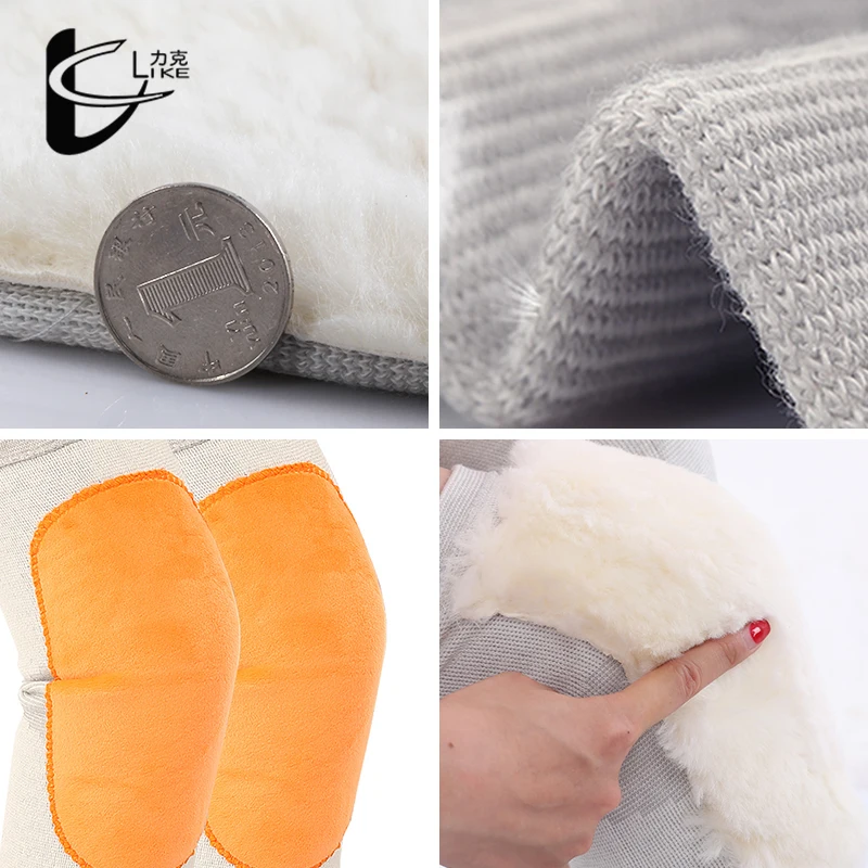 Бамбуковый уголь наколенники Поддержка зима теплая Толстая шерсть флис genouillere pour